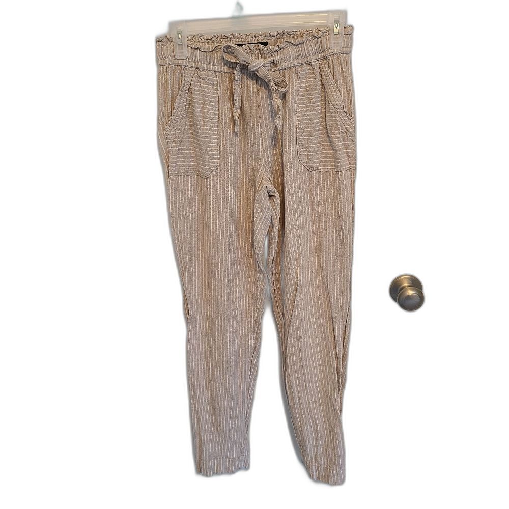 Rewash Women's Size Small Linen Blend Ankle Pant Paperbag Waist